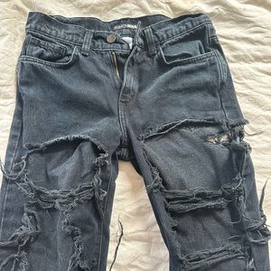 Ripped Distressed Black Mom Jeans Size 1